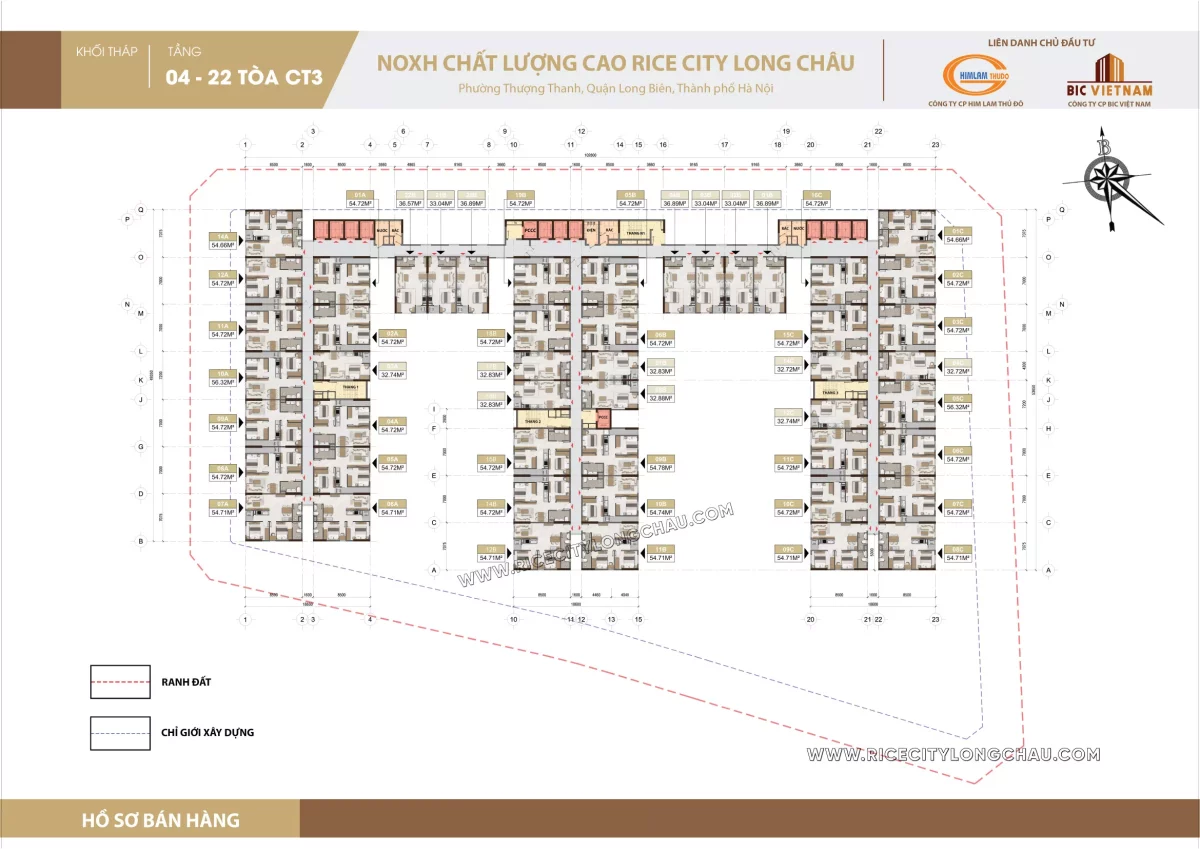 Mặt bằng Tòa CT3 Rice City Long Châu